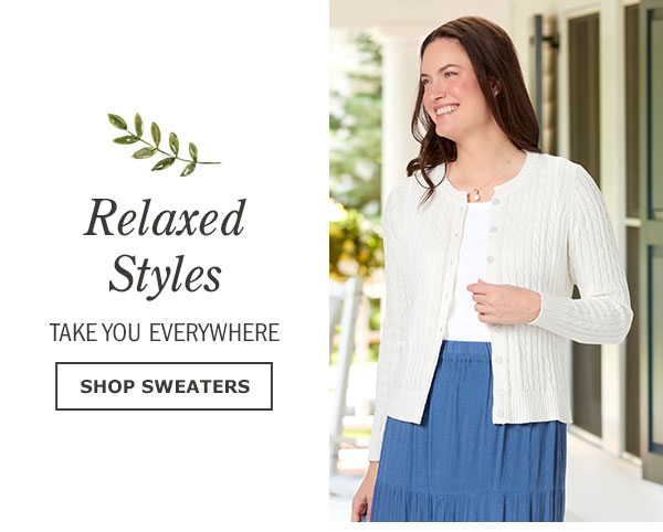 Relaxed Styles Take You Everywhere. Shop Sweaters. Women's Cotton Cable Cardigan