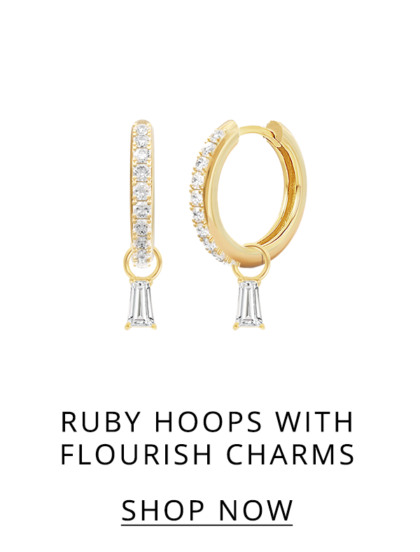 RUBY HOOPS WITH FLOURISH HOOP CHARMS