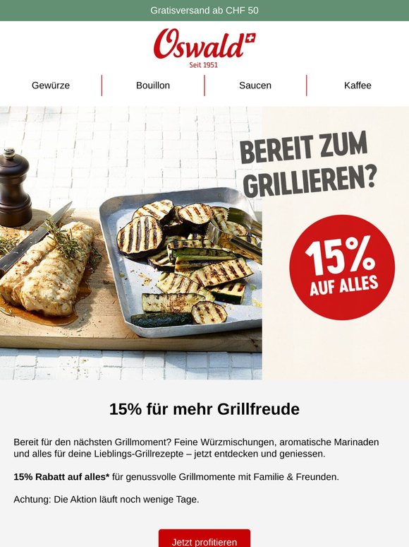 15% auf alles! Bereit für den nächsten Grillmoment?