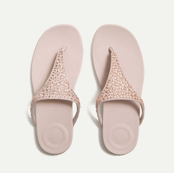 SOLAY Mixed-Crystal Toe-Post Sandals - Warm Rose