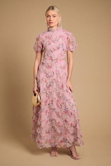 Printed Textured Maxi Dress