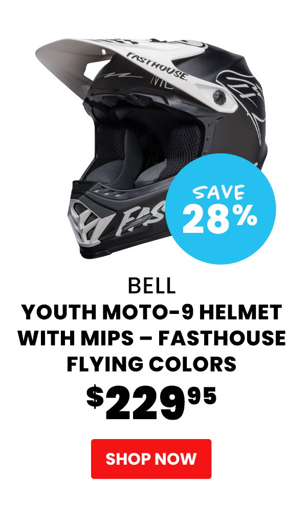 Bell  Youth Moto-9 Helmet With MIPS – Fashouse Flying Colors  $229.95  Save 28%