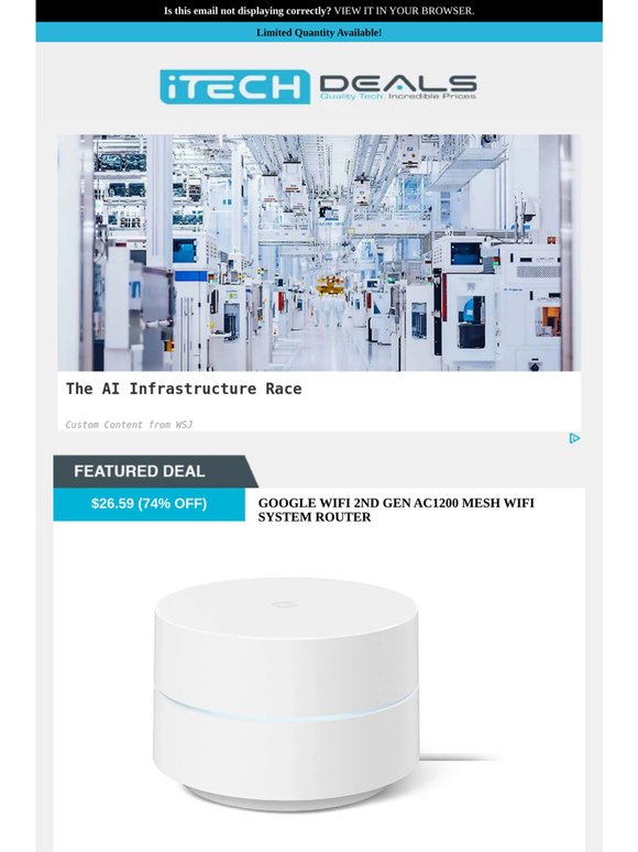 Google Mesh WiFi Router $26 + Free Shipping!