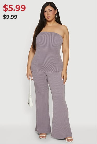 Shop Plus Size Solid Rib Knit Tube Top