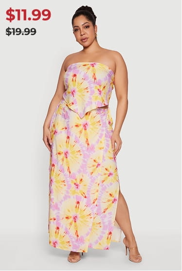 Shop Plus Size Tie Dye Print Maxi Skirt