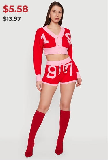 Shop 97 Graphic Contrast Trim Shorts