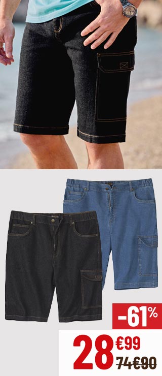 Le Lot de 2 Bermudas en Jean Stretch Confort à 29 euros 99