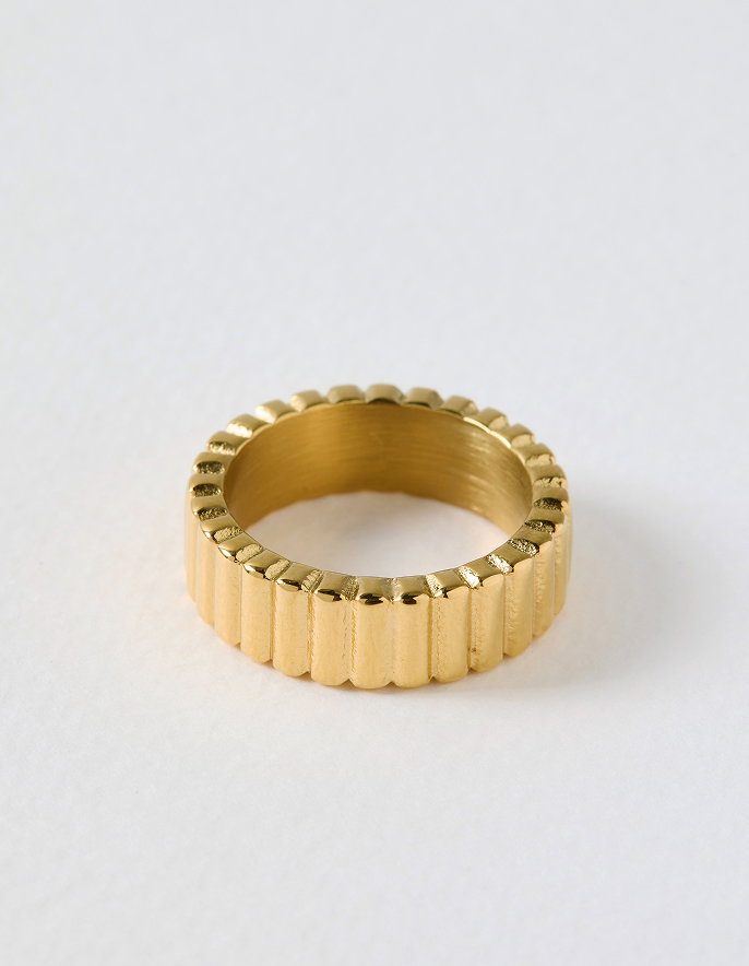 Leoni Gold Tone Waterproof Curved Edge Ring