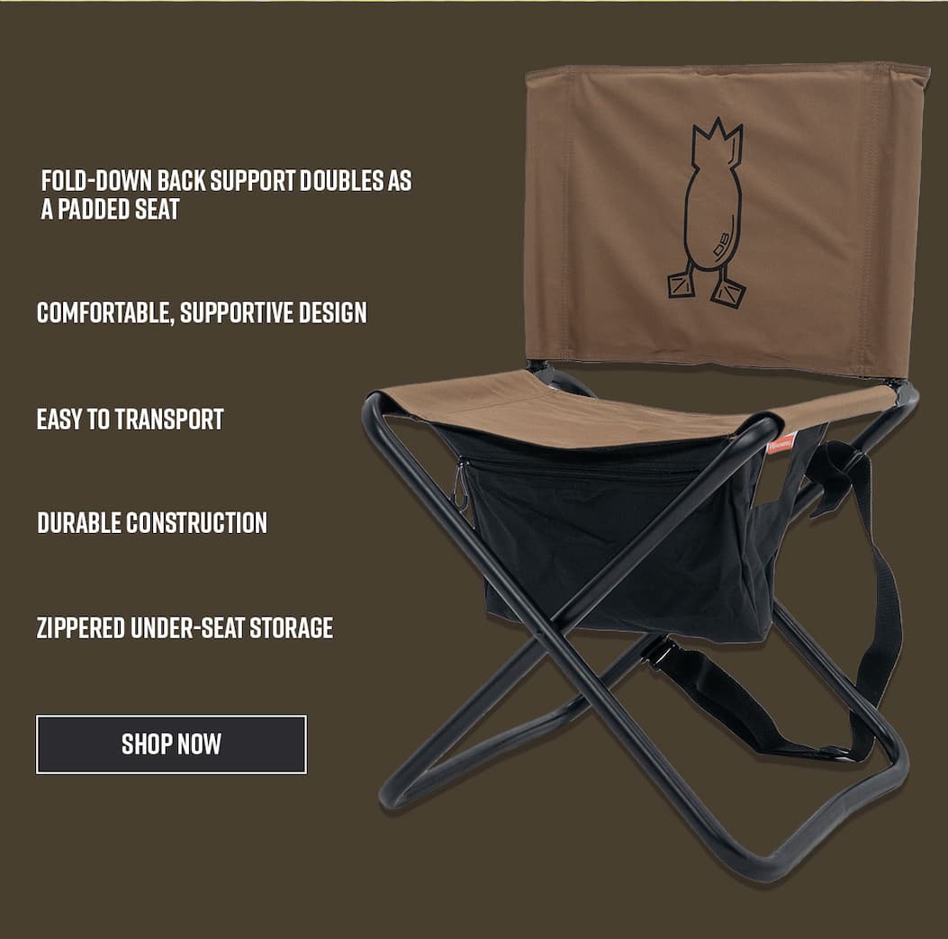 Fold-down back support doubles as a a padded seat. Comfortable, supportive design. Easy to transport. Durable construction. Zippered under-seat storage. Shop Now