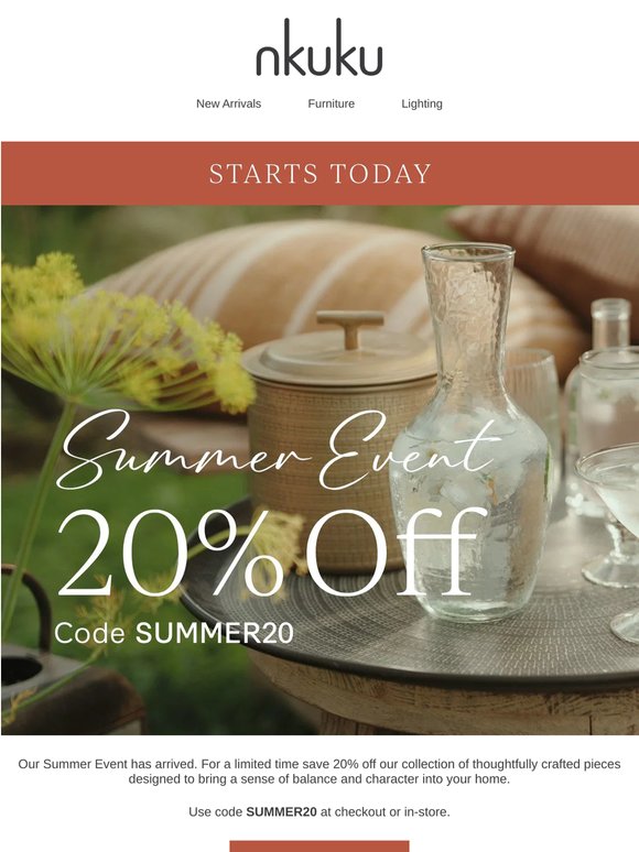 20% Off Starts Today