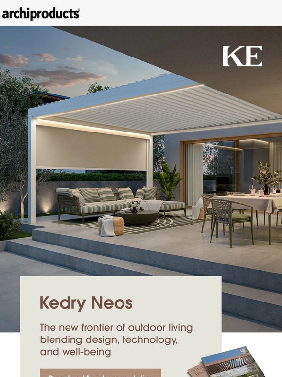 Kedry Neos bioclimatic pergola by KE, a synthesis of Made in Italy, innovation, and well-being