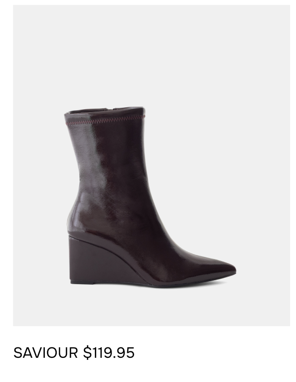 Saviour Wedge Boot Port Crinkled Patent