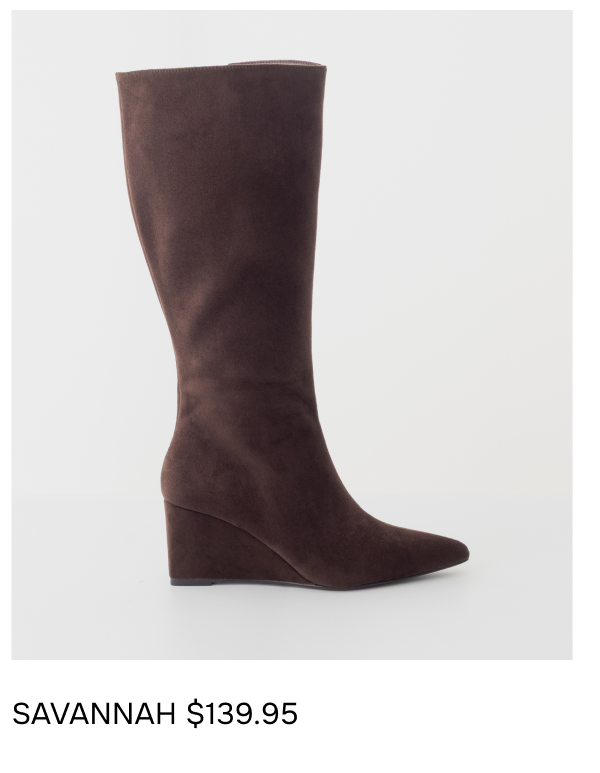 Savannah Wedge Boot Chocolate Faux Suede