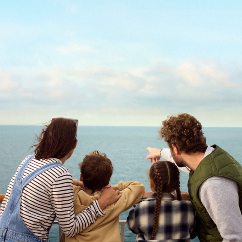 family on deck