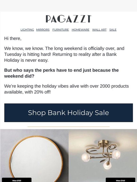 Your Bank Holiday Just Got 20% Better 😍
