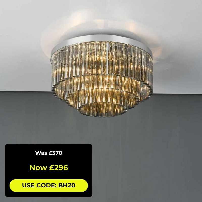 Logan Polished Chrome & Smoked Glass Flush Ceiling Light