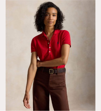 Polo elástico Slim Fit rojo