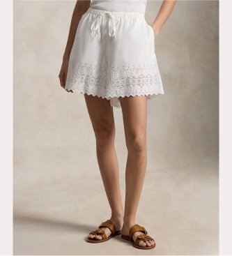 Pantalón corto de algodón con bordado blanco