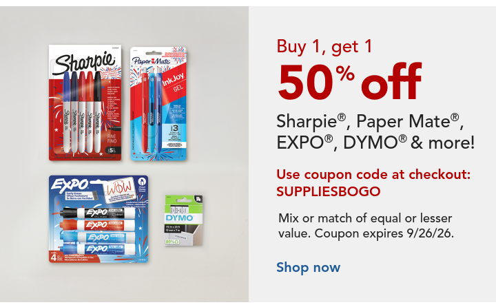 Buy 1, get 1 50% off Sharpie®, Paper Mate®, EXPO® & more