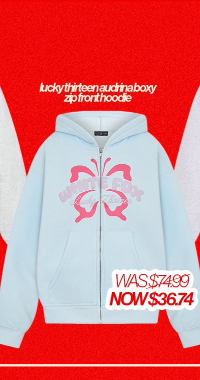 LUCKY THIRTEEN AUDRINA BOXY ZIP FRONT HOODIE