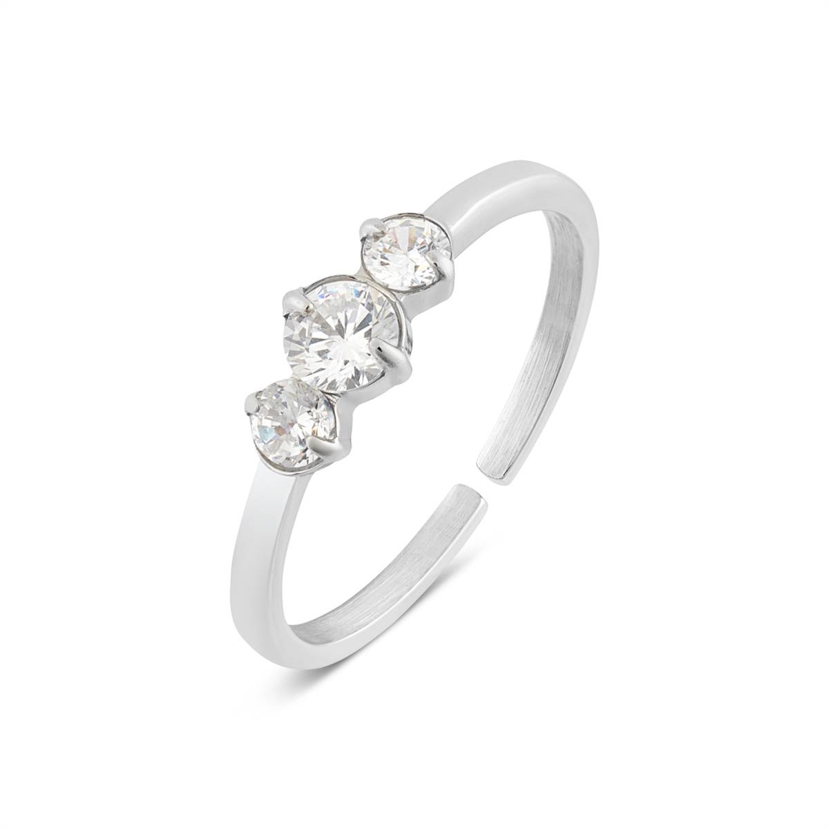 Over & Over Silver Triple CZ Ring