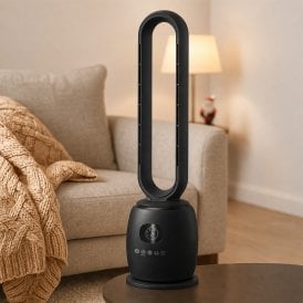 Bladeless Oscillating Hot & Cool Fan with Remote Control 2000W - Black