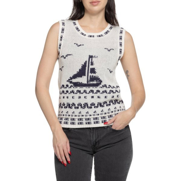 Lucky Brand Sailboat Sweater Tank Top for Women | Gardenia | Size Large | Cotton