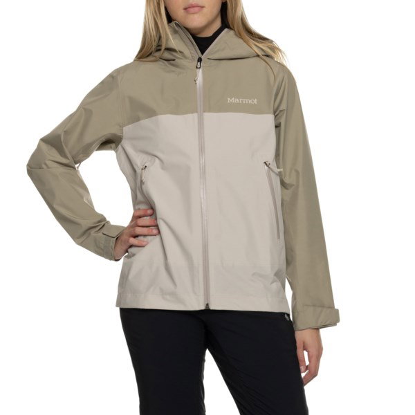 Marmot Minimalist 2.5-Layer Pertex® Rain Jacket for Women | Shale Grey/Birch Bark | Size Large | Breathable Fabric | Waterproof