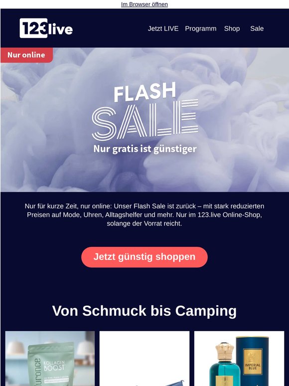 Flash Sale bei 123.live – nur online, nur für kurze Zeit 🔥