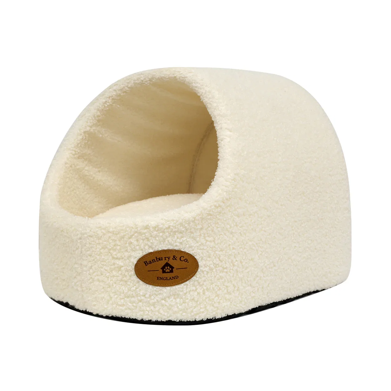 Image of Almond Teddy Boucle <br>Igloo Cat Bed