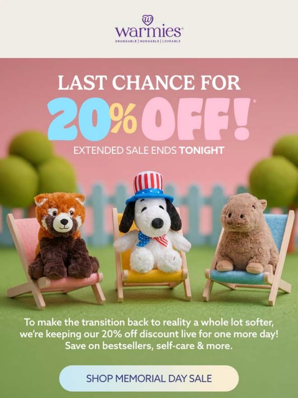 Final hours! Extended 20% OFF expires tonight