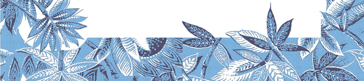 Decorative blue and white botanical leaf pattern