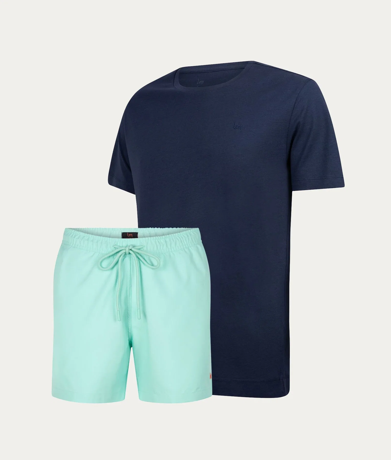 Image of Blauw Casual T-shirt + Mintgroene Zwembroek