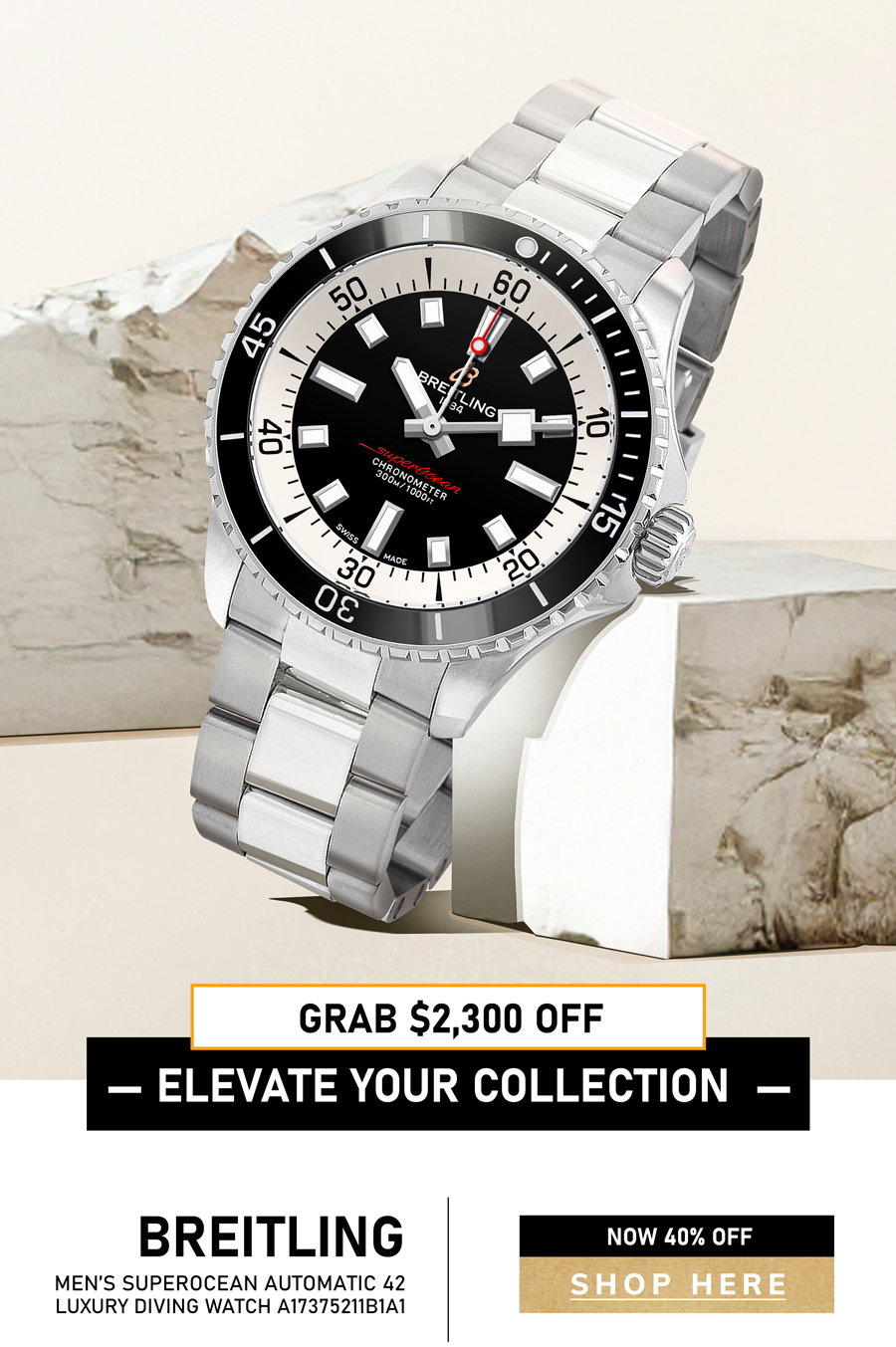 40% OFF - Superocean Automatic 42 Steel Men's Watch A17375211B1A1