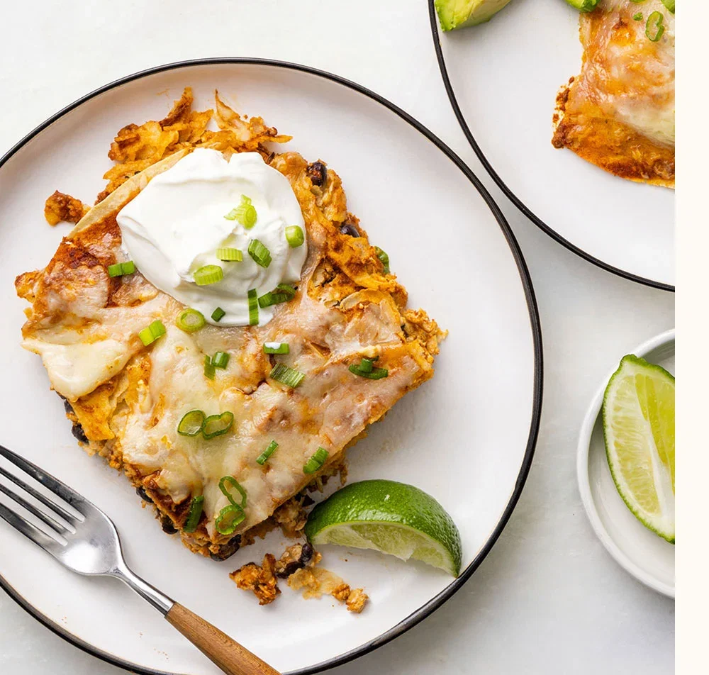 Tofu-Black Bean Layered Enchiladas