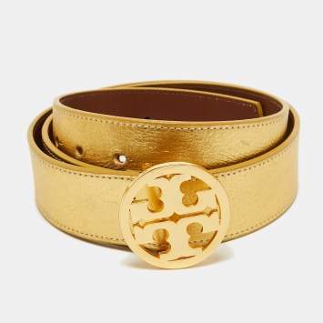Miller M Buckle Belt Gold Leat
