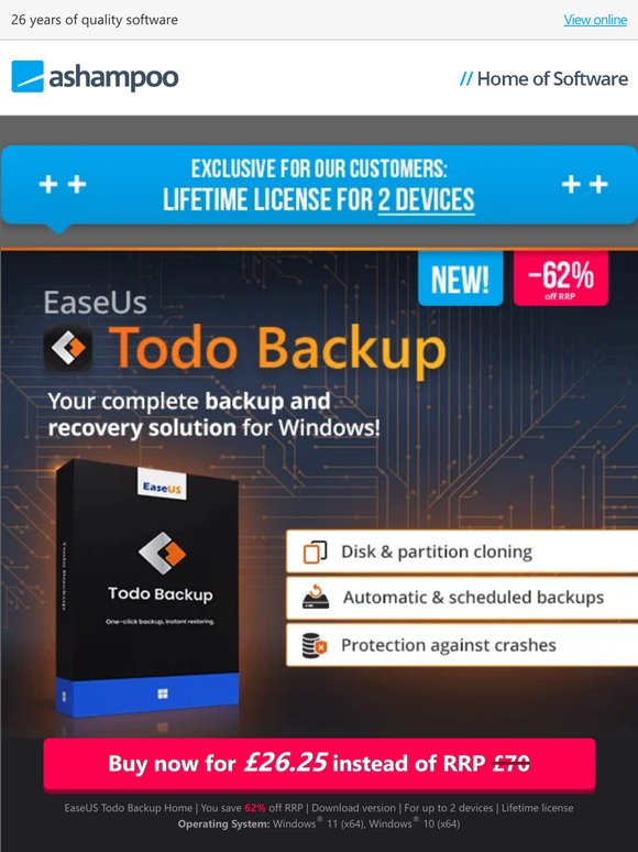 EaseUS Todo Backup Home – Reliable protection for your data & system