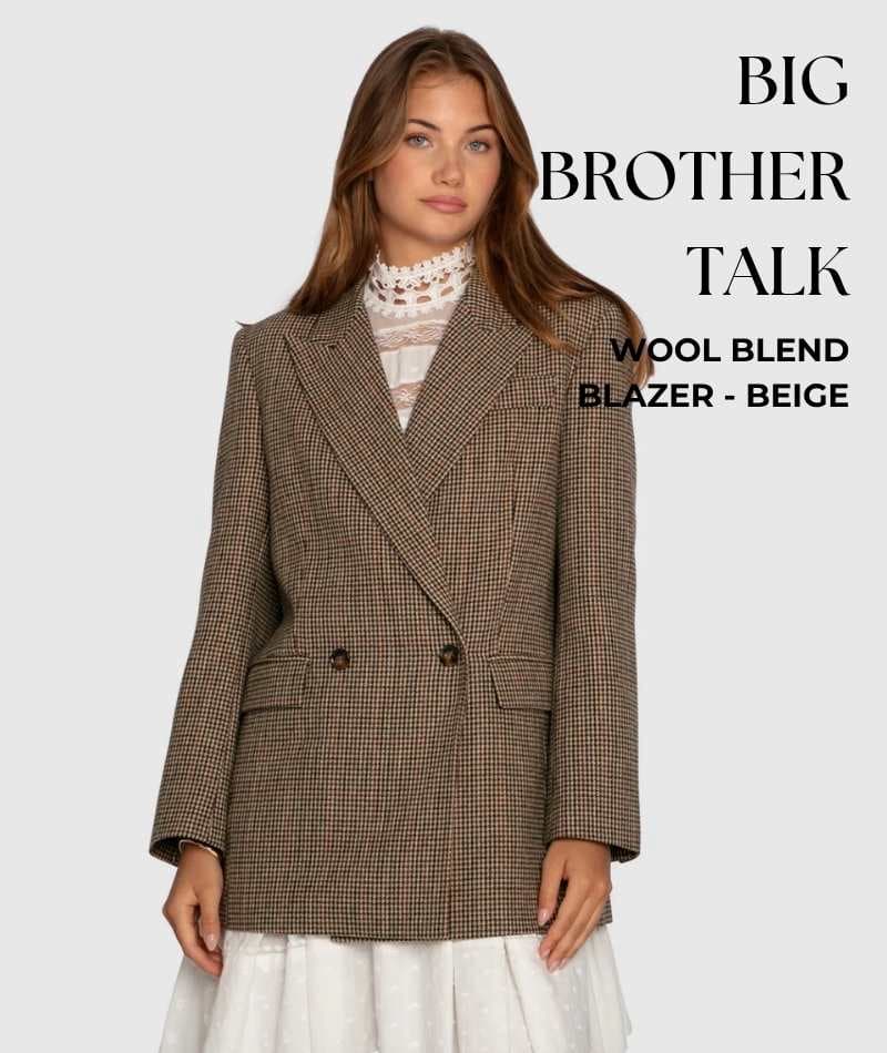 Big Brother Talk Wool Blend Blazer - Beige