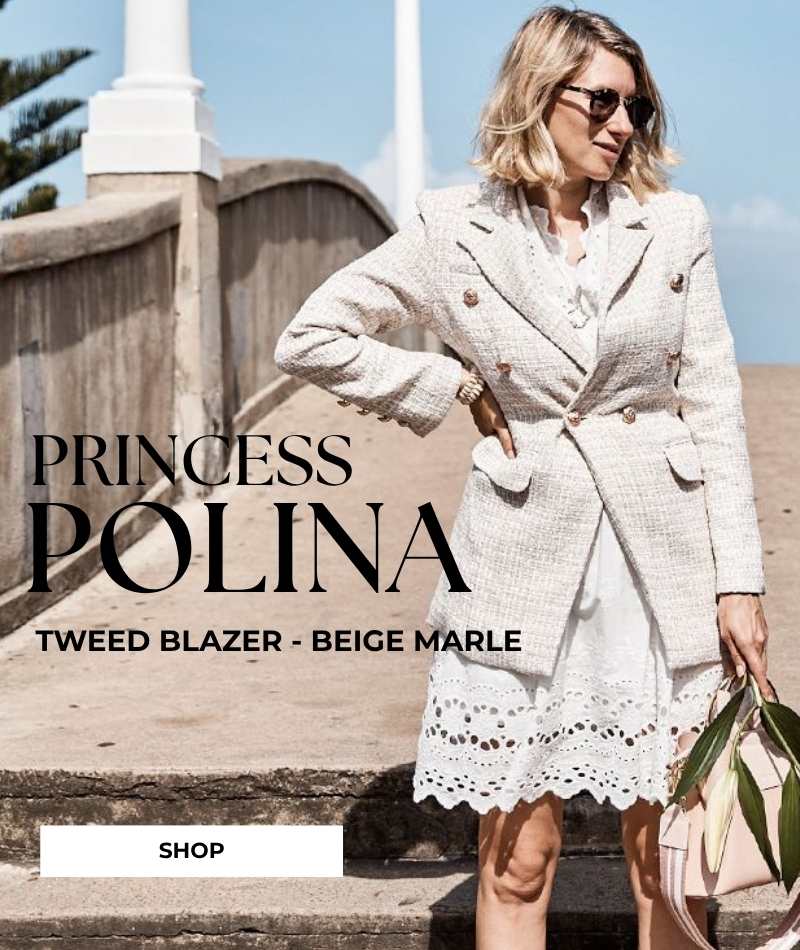 Princess Polina Tweed Blazer - Beige Marle