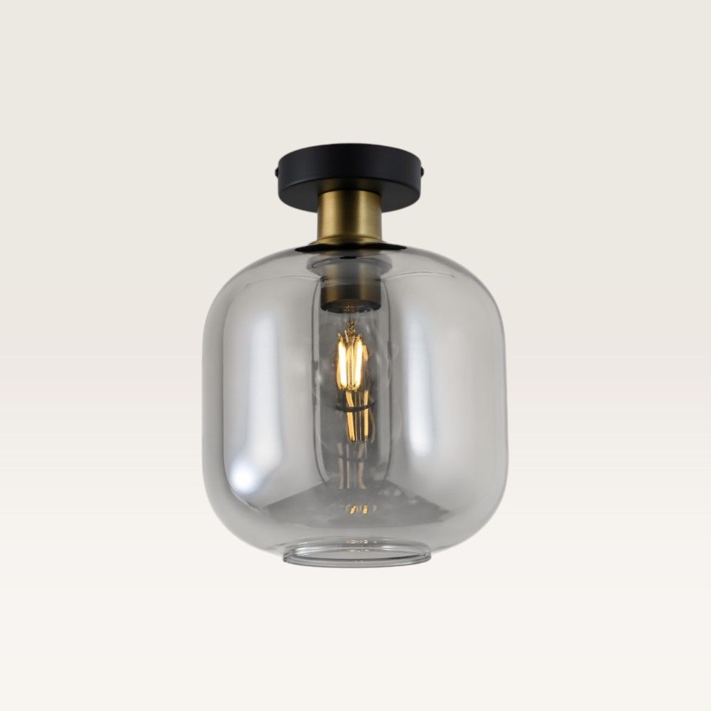 Lusenz Xirena ceiling light with a spherical design and smoked glass
