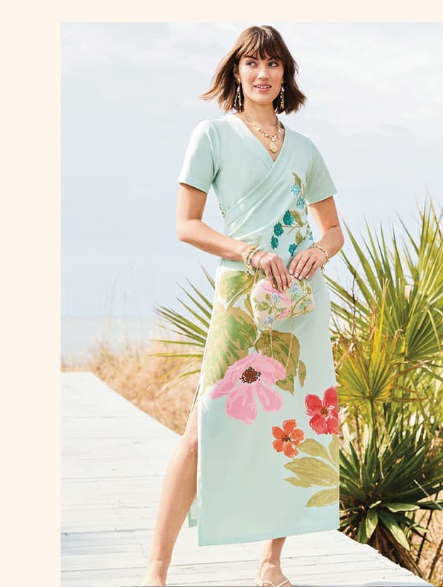 Junetta Midi Dress Seawall Blooms Seafoam