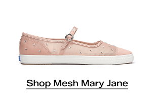 A side view of the Square Toe Mary Jane Sheer Mesh Jewels in peony pink. Shop Now.