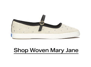 A side view of the Square Toe Mary Jane Woven in natural/black. Shop Now.
