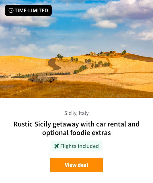 Rustic Sicily getaway with car rental and optional foodie extras