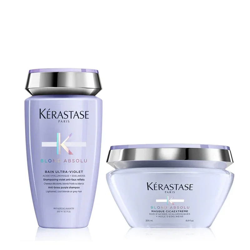 Image of Kerastase blond absolu rituel - bain ultra violet 250 ml - masque cicaextreme 200 ml