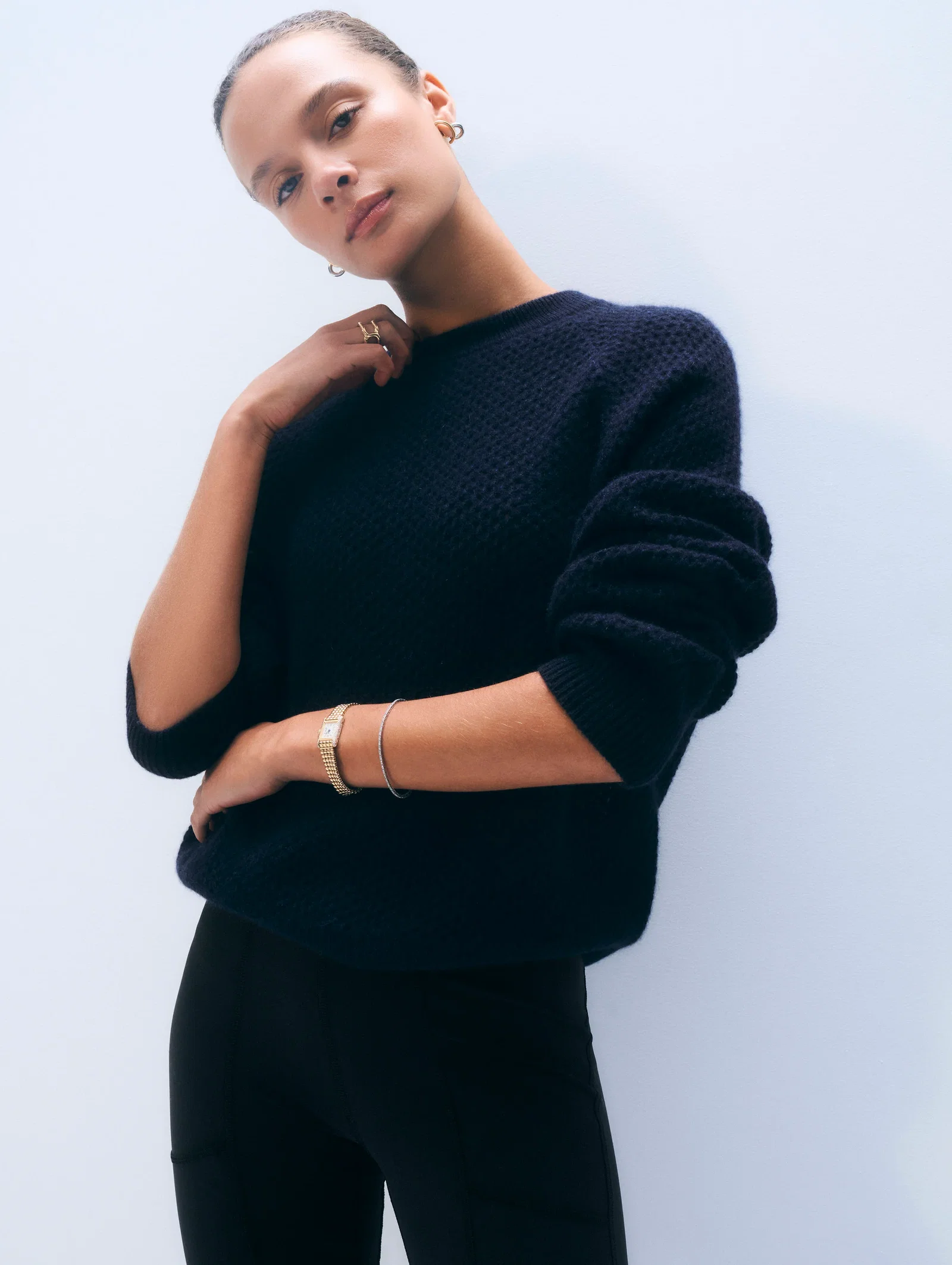 Image of Cashmere Mesh Sweatshirt | Deep Navy