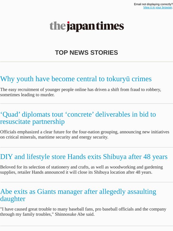 Today's top news: Why youth have become central to tokuryū crimes