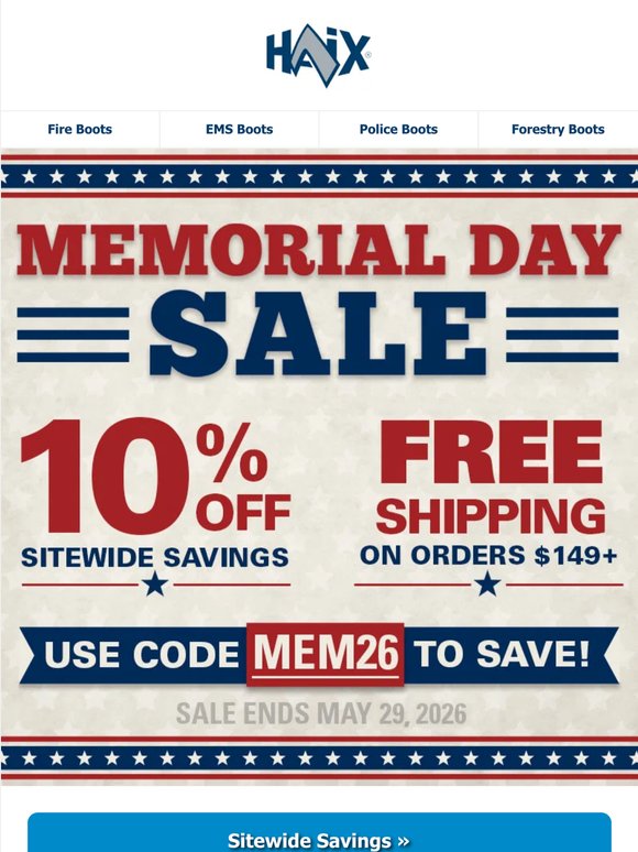 Memorial Day Savings + Free Shipping!*