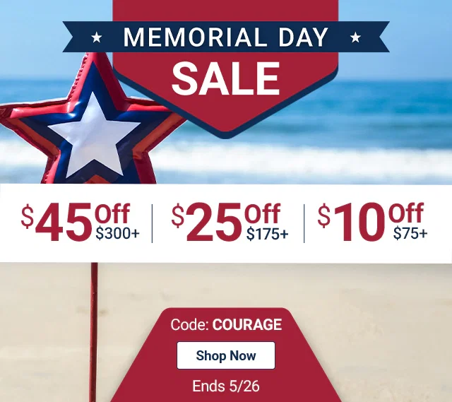 Last Day! Memorial Day Sale. $45 Off $300+. $25 Off $175+. $10 Off $75+. Code: COURAGE. also, Annual Lab Test Sale, Best Sellers. Shop Now. Ends 5/26