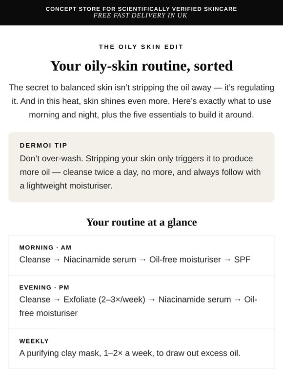 Oily skin? Here's your AM + PM routine